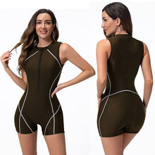 Load image into Gallery viewer, One-piece swimsuit women&#39;s vest flat corner wetsuit surf suit zipper sports swimsuit
