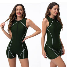 Load image into Gallery viewer, One-piece swimsuit women&#39;s vest flat corner wetsuit surf suit zipper sports swimsuit
