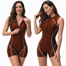 Load image into Gallery viewer, One-piece swimsuit women&#39;s vest flat corner wetsuit surf suit zipper sports swimsuit
