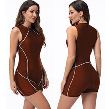 Load image into Gallery viewer, One-piece swimsuit women&#39;s vest flat corner wetsuit surf suit zipper sports swimsuit
