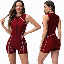 Load image into Gallery viewer, One-piece swimsuit women&#39;s vest flat corner wetsuit surf suit zipper sports swimsuit
