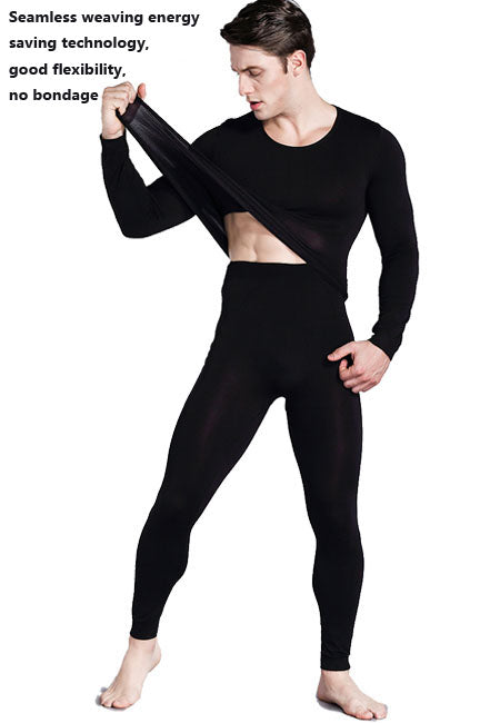 Men's seamless fall long-sleeved pant knit suit thin