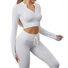 Load image into Gallery viewer, Womens High Waisted Workout  2 Piece Sets Crop Top and Sweatsuit  Pants Seamless Sports Legging  Yoga Gym Outfits Pinstripe elasticity structure
