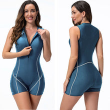 Load image into Gallery viewer, One-piece swimsuit women&#39;s vest flat corner wetsuit surf suit zipper sports swimsuit
