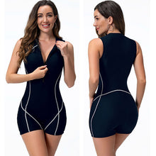 Load image into Gallery viewer, One-piece swimsuit women&#39;s vest flat corner wetsuit surf suit zipper sports swimsuit
