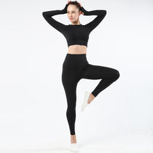 Load image into Gallery viewer, Women&#39;s Sportwear Workout Sets  two Piece Outfits Seamless High Waist Yoga Leggings Long Sleeve  rousers Gym Clothes
