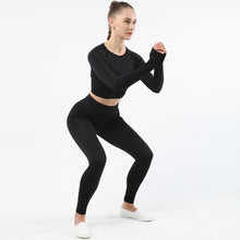 Load image into Gallery viewer, Women&#39;s Sportwear Workout Sets  two Piece Outfits Seamless High Waist Yoga Leggings Long Sleeve  rousers Gym Clothes
