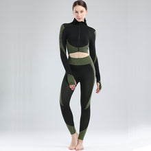Load image into Gallery viewer, Womens High Waisted Workout  2 Piece Sets Crop Top and Sweatsuit  Pants Seamless Sports Legging  Yoga Gym Outfits
