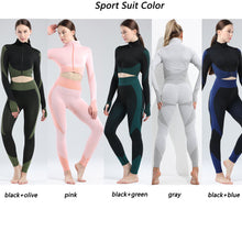 Load image into Gallery viewer, Womens High Waisted Workout  2 Piece Sets Crop Top and Sweatsuit  Pants Seamless Sports Legging  Yoga Gym Outfits
